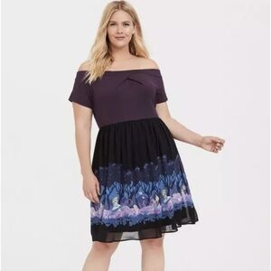 🎊Disney Alice In Wonderland Knit-to-Woven Off Shoulder Dress